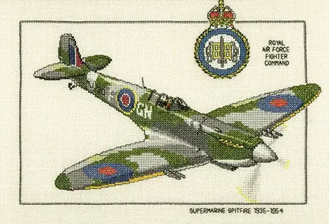 Final Sale Supermarine Spitfire Cross Stitch Kit by Heritage Crafts