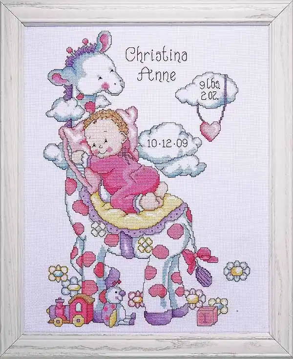 Giraffe Baby Girl Birth Sampler Cross Stitch Kit By Design Works Factory Price