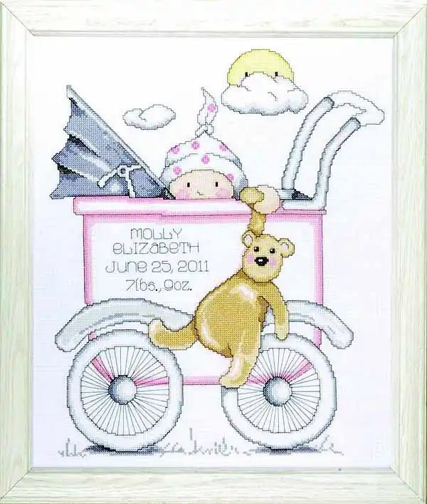 Buggy Girl Birth Sampler Cross Stitch Kit By Design Works Genuine