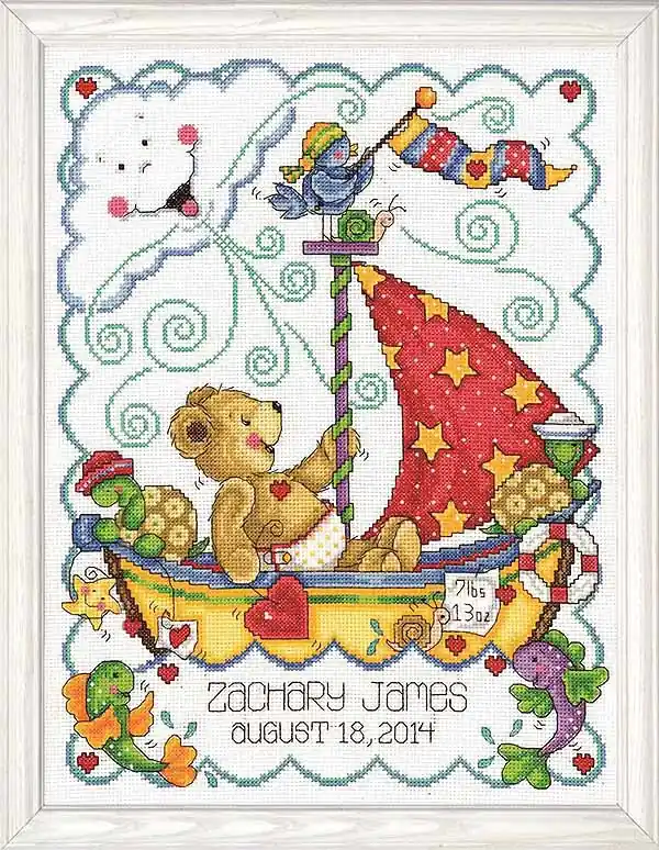 Sail Away Birth Sampler Cross Stitch Kit By Design Works Popular
