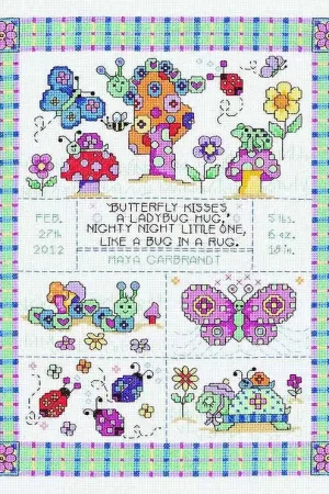 Order Now Bug in a Rug Birth Sampler Cross Stitch Kit by Janlynn