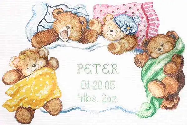 Deal Down for a Nap Birth Sampler Cross Stitch Kit by Janlynn
