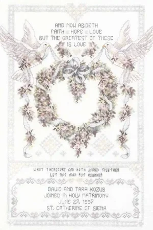 Limited Edition Wedding Doves Wedding Sampler Cross Stitch Kit by Janlynn