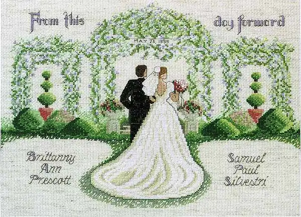Free Delivery From This Day Forward Wedding Sampler Cross Stitch Kit by Janlynn