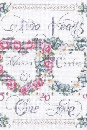 Two Hearts One Love Wedding Sampler Cross Stitch Kit by Janlynn Big Sale