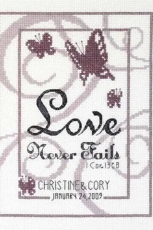 Love Never Fails Wedding Sampler Cross Stitch Kit by Janlynn Trusted Brand