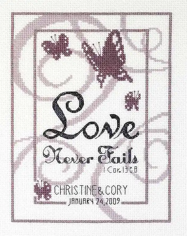 Love Never Fails Wedding Sampler Cross Stitch Kit by Janlynn Trusted Brand