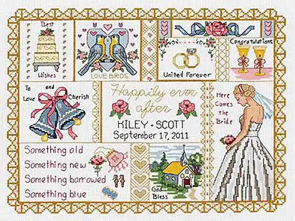 Wedding Collage Wedding Sampler Cross Stitch Kit by Janlynn Grab Now