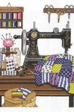 Limited Edition Antique Sewing Room Cross Stitch Kit by Janlynn