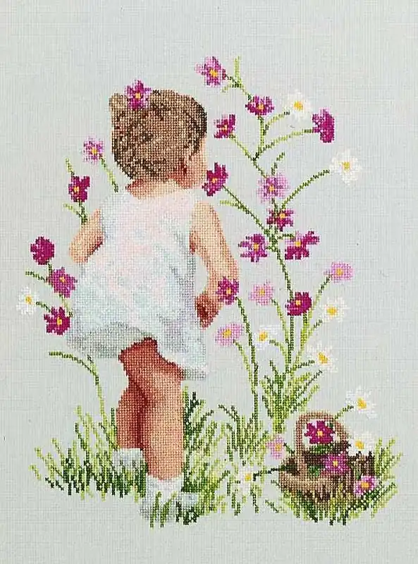 Authentic Girl with Cosmos Cross Stitch Kit by Janlynn