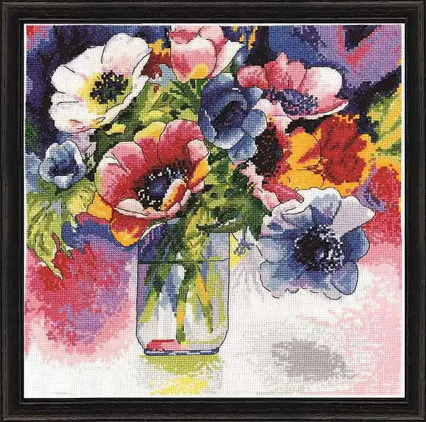 Clearance Watercolour Anemones Cross Stitch Kit by Design Works