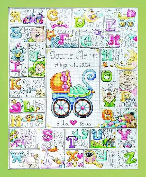 Express Delivery Special Delivery Birth Sampler Cross Stitch Kit by Design Works