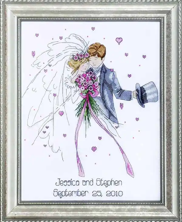 Holiday Sale Wedding Couple Wedding Sampler Cross Stitch Kit by Design Works
