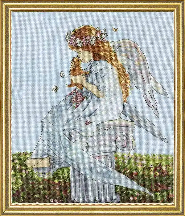 Certified Angel with Kitten Cross Stitch Kit by Design Works