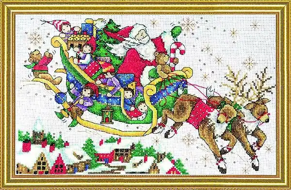 Santas Sleigh Cross Stitch Kit by Design Works Super Sale