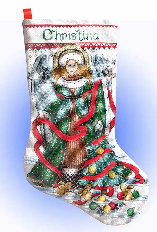 One Day Deal Christmas Angel Christmas Stocking Cross Stitch Kit by Design Works