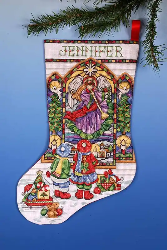 Stained Glass Christmas Stocking Cross Stitch Kit by Design Works Limited Time