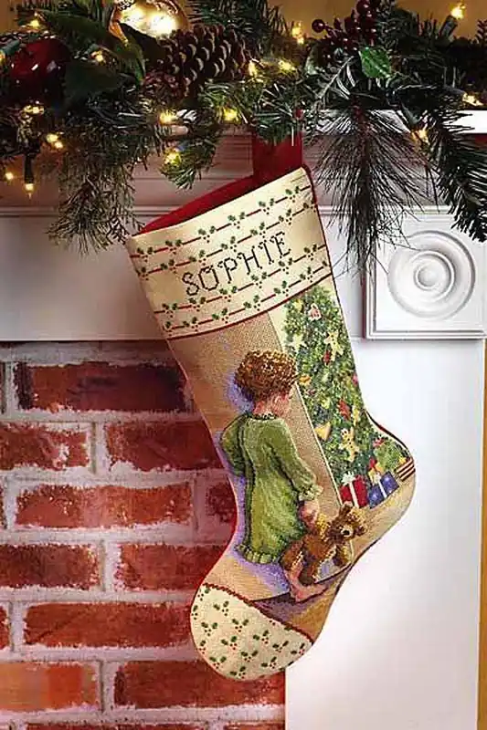 Christmas Morning Christmas Stocking Cross Stitch Kit by Janlynn Price Drop