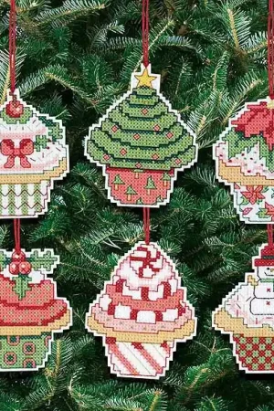 Christmas Cupcake Ornaments Cross Stitch Kit by Janlynn Limited Time