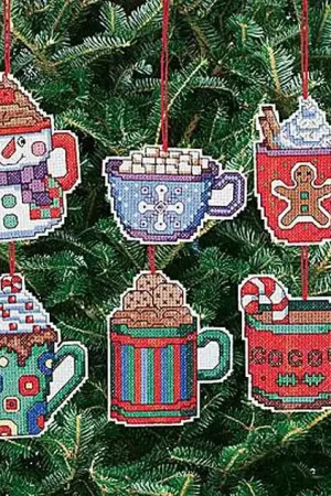 Bargain Christmas Cocoa Mug Ornaments Cross Stitch Kit by Janlynn