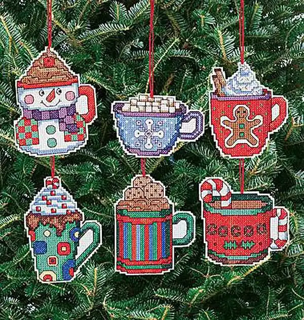 Bargain Christmas Cocoa Mug Ornaments Cross Stitch Kit by Janlynn