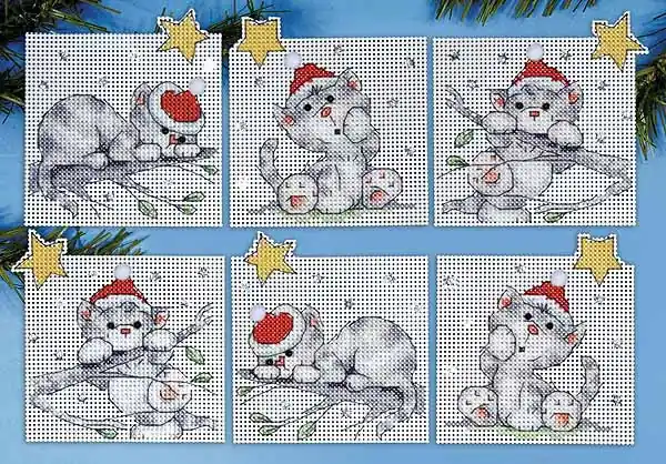 Time-Limited Christmas Cats Ornaments Cross Stitch Kit by Design Works