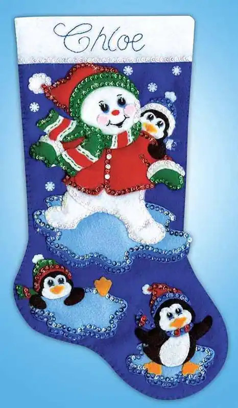 One Day Deal Snow Friends Christmas Stocking Felt Applique Kit by Design Works