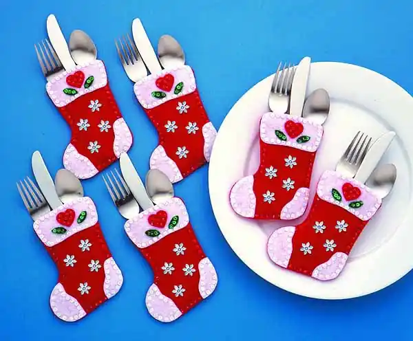 Christmas Stockings Silverware Pockets Felt Applique Kit by Design Works Special Offer