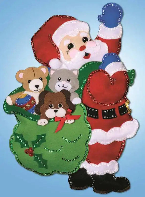Santa Toys Wall Hanging Felt Applique Kit by Design Works Price Cut