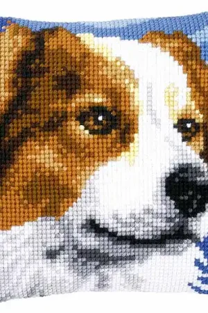 Border Collie Printed Cross Stitch Cushion Kit by Vervaco Free Returns