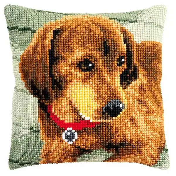 Dachshund Printed Cross Stitch Cushion Kit by Vervaco Warranty Included