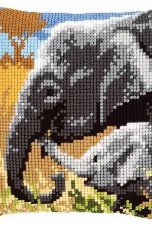 Special Offer Elephants Printed Cross Stitch Cushion Kit by Vervaco