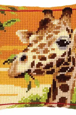 Bargain Giraffe Printed Cross Stitch Cushion Kit by Vervaco