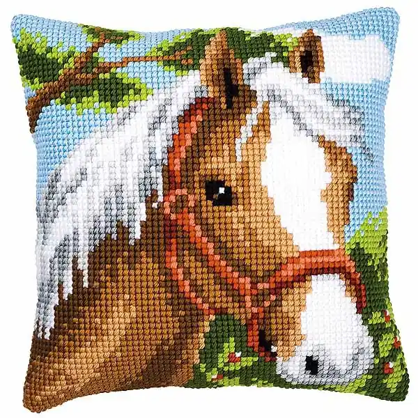 Pony Printed Cross Stitch Cushion Kit by Vervaco Warranty Included