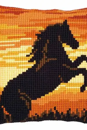 Sunset Stallion Printed Cross Stitch Cushion Kit by Vervaco Professional Grade