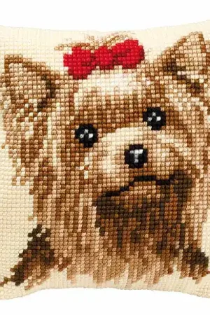 Best Price Yorkshire Terrier Printed Cross Stitch Cushion Kit by Vervaco