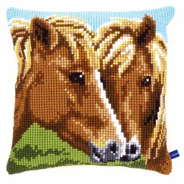 Special Discount Horses Printed Cross Stitch Cushion Kit by Vervaco