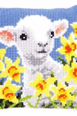 Same Day Shipping Lamb Printed Cross Stitch Cushion Kit by Vervaco