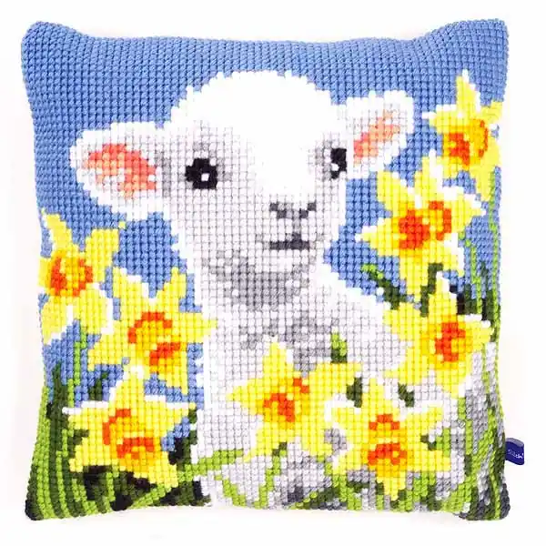 Same Day Shipping Lamb Printed Cross Stitch Cushion Kit by Vervaco