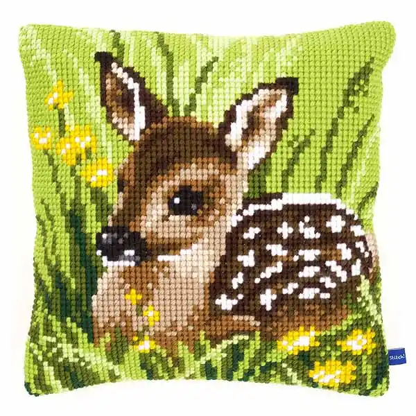 Little Deer Printed Cross Stitch Cushion Kit by Vervaco Original