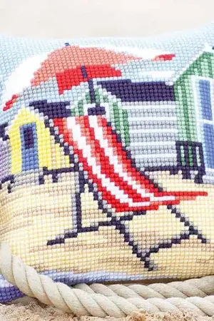 Best Seller Deckchair Printed Cross Stitch Cushion Kit by Vervaco