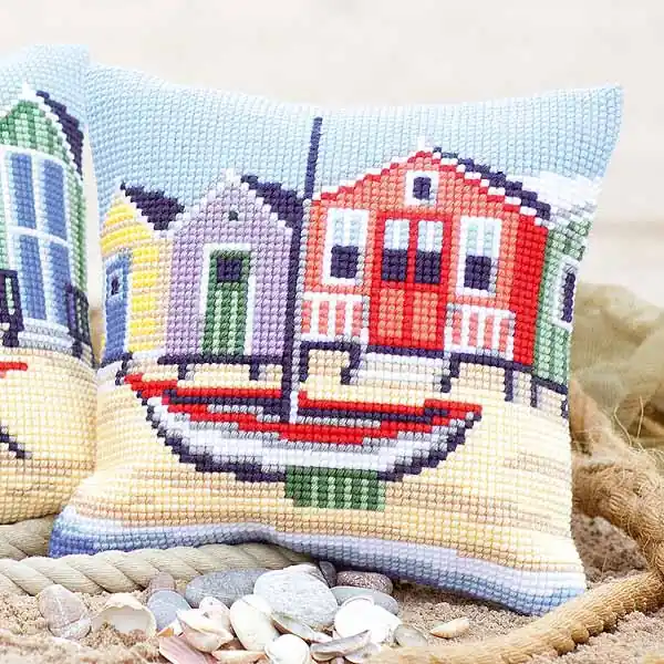 Direct From Factory Boat Printed Cross Stitch Cushion Kit by Vervaco