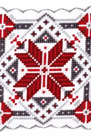 Sale Snow Crystal Printed Cross Stitch Cushion Kit by Vervaco