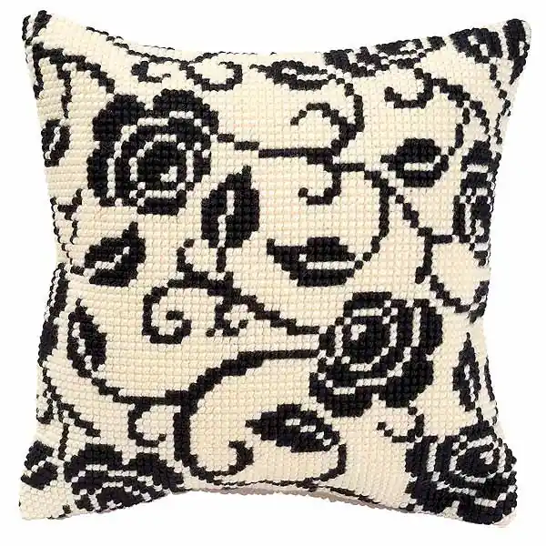 High Quality Blackworks Printed Cross Stitch Cushion Kit by Vervaco