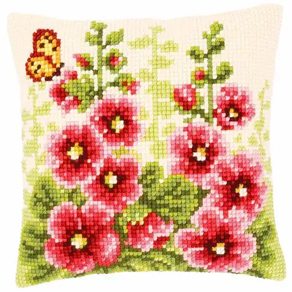 Delphiniums Printed Cross Stitch Cushion Kit by Vervaco Genuine