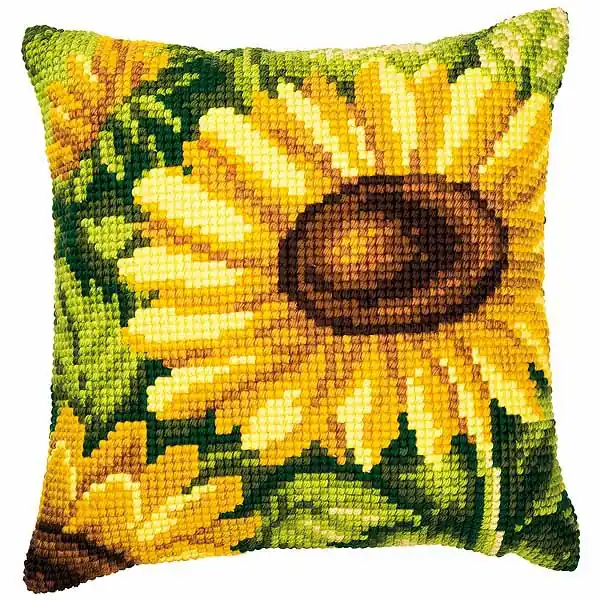 Bright Sunflower Printed Cross Stitch Cushion Kit by Vervaco Budget