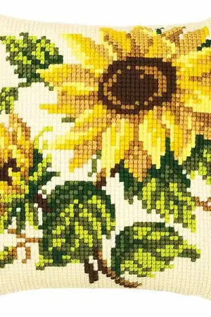 Sunflowers Printed Cross Stitch Cushion Kit by Vervaco Direct From Factory