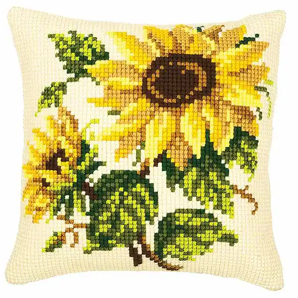 Sunflowers Printed Cross Stitch Cushion Kit by Vervaco Direct From Factory