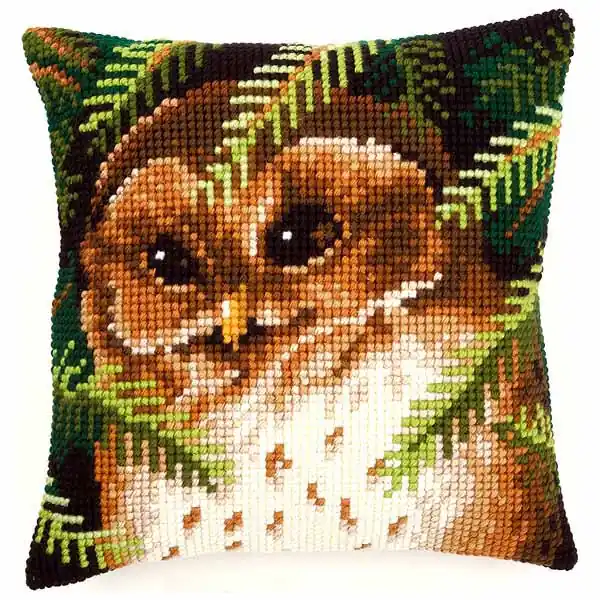 Professional Grade Owl Printed Cross Stitch Cushion Kit by Vervaco