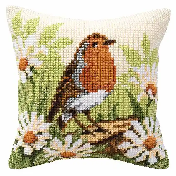 Robin Printed Cross Stitch Cushion Kit by Vervaco Shop Now